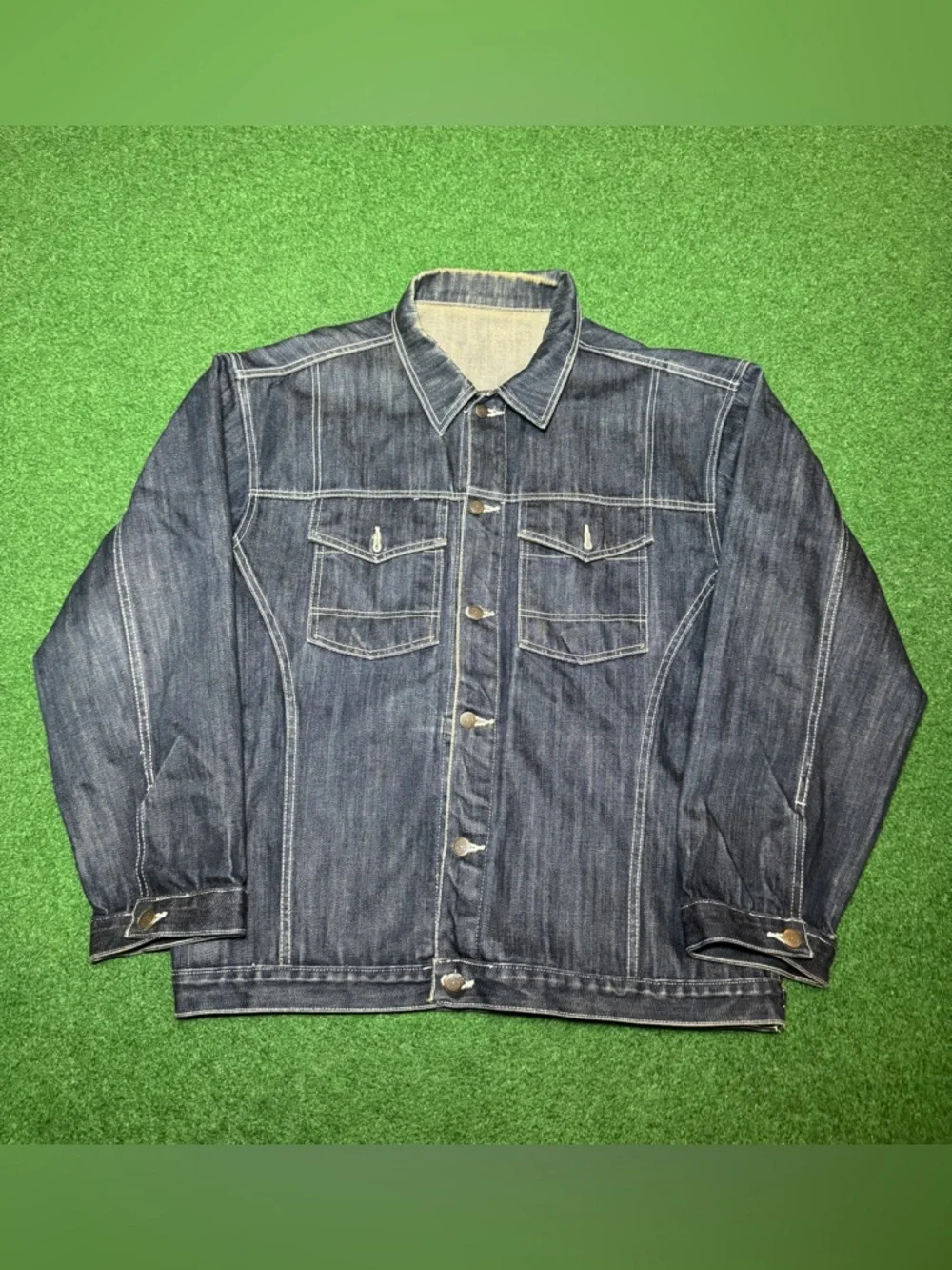 Denim Jacket XXL Baggy Hip Hop 90s Y2K Dark Wash Jean Jacket